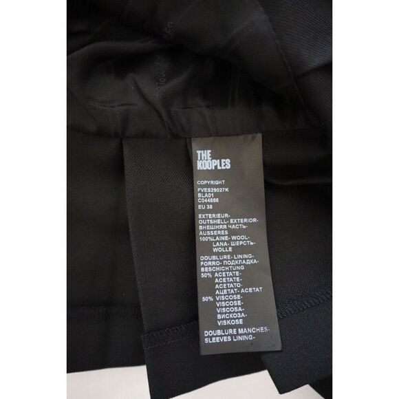 The Kooples Women's Sz 38 Black Short Wool-Blend Pleated Blazer Jacket - Picture 5 of 8